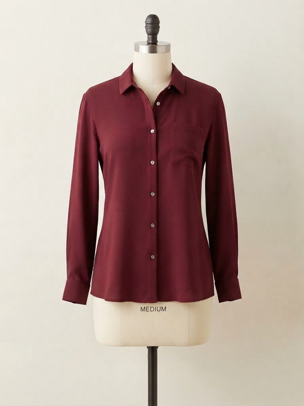 J. Jill Burgundy Long-Sleeve Button-Down Blouse